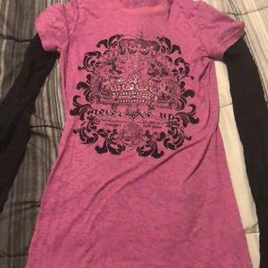 Never give up bling tee💗💗🖤